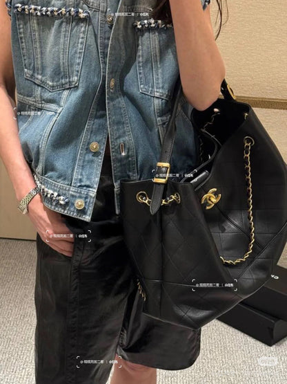 양 공장 / 샤넬 통가죽 흑금 가방