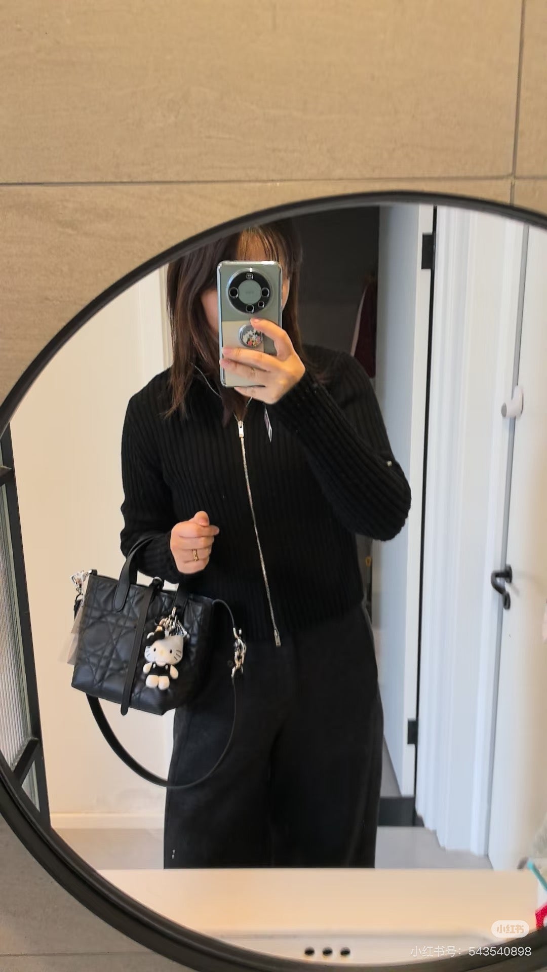 양 공장 / 디올 블랙 가죽 장바구니 가방