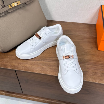 빙 공장 / 에르메스 커플 스니커즈 단색 가죽 로퍼 화이트