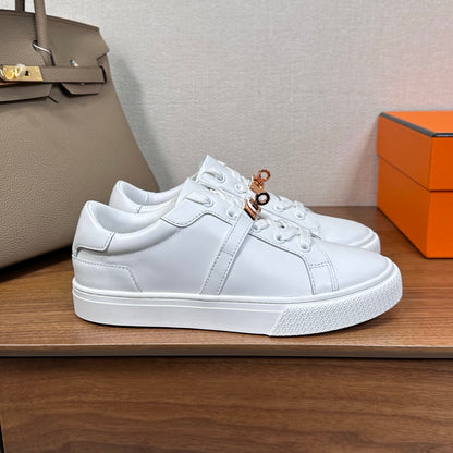 빙 공장 / 에르메스 커플 스니커즈 단색 가죽 로퍼 화이트