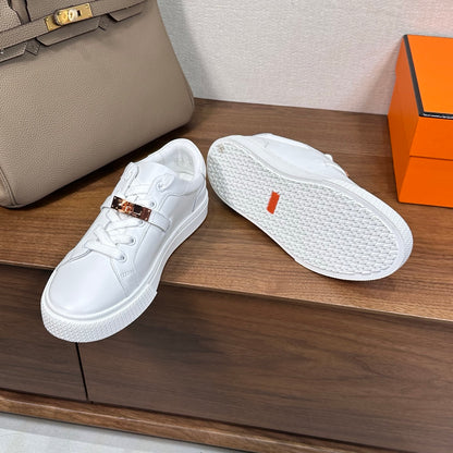 빙 공장 / 에르메스 커플 스니커즈 단색 가죽 로퍼 화이트