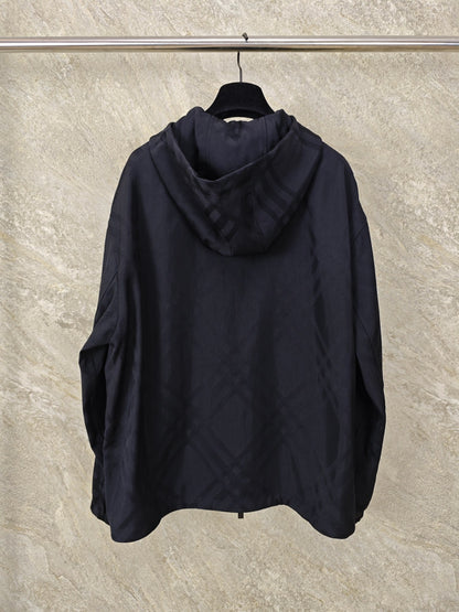 GTR / 버버리 체크 자수 후드 자켓