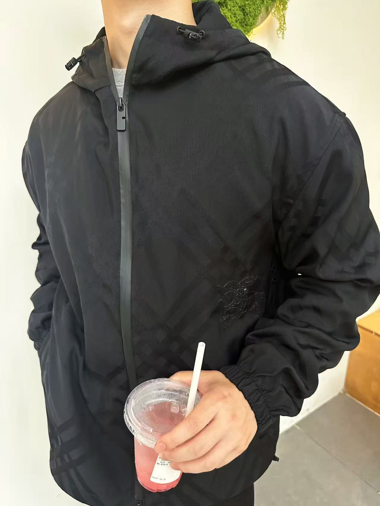 GTR / 버버리 체크 자수 후드 자켓