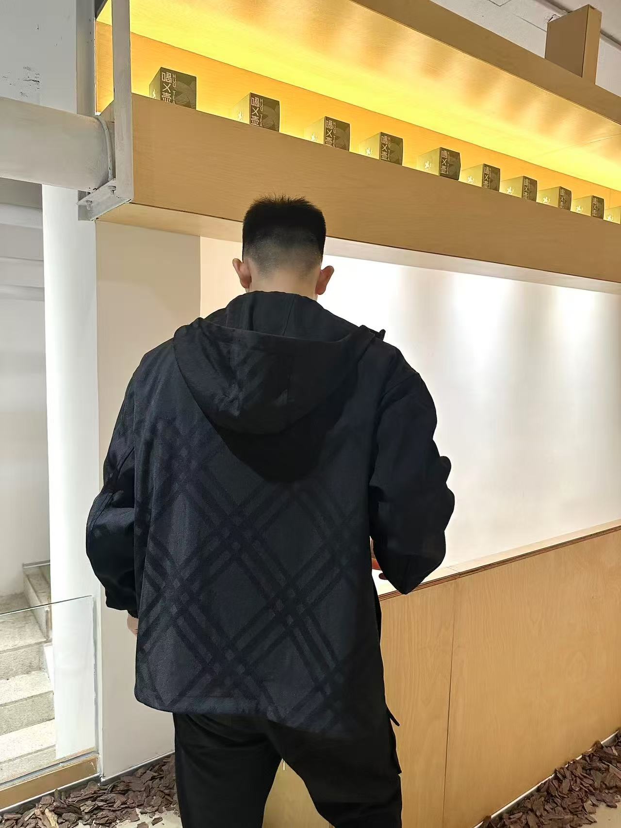 GTR / 버버리 체크 자수 후드 자켓