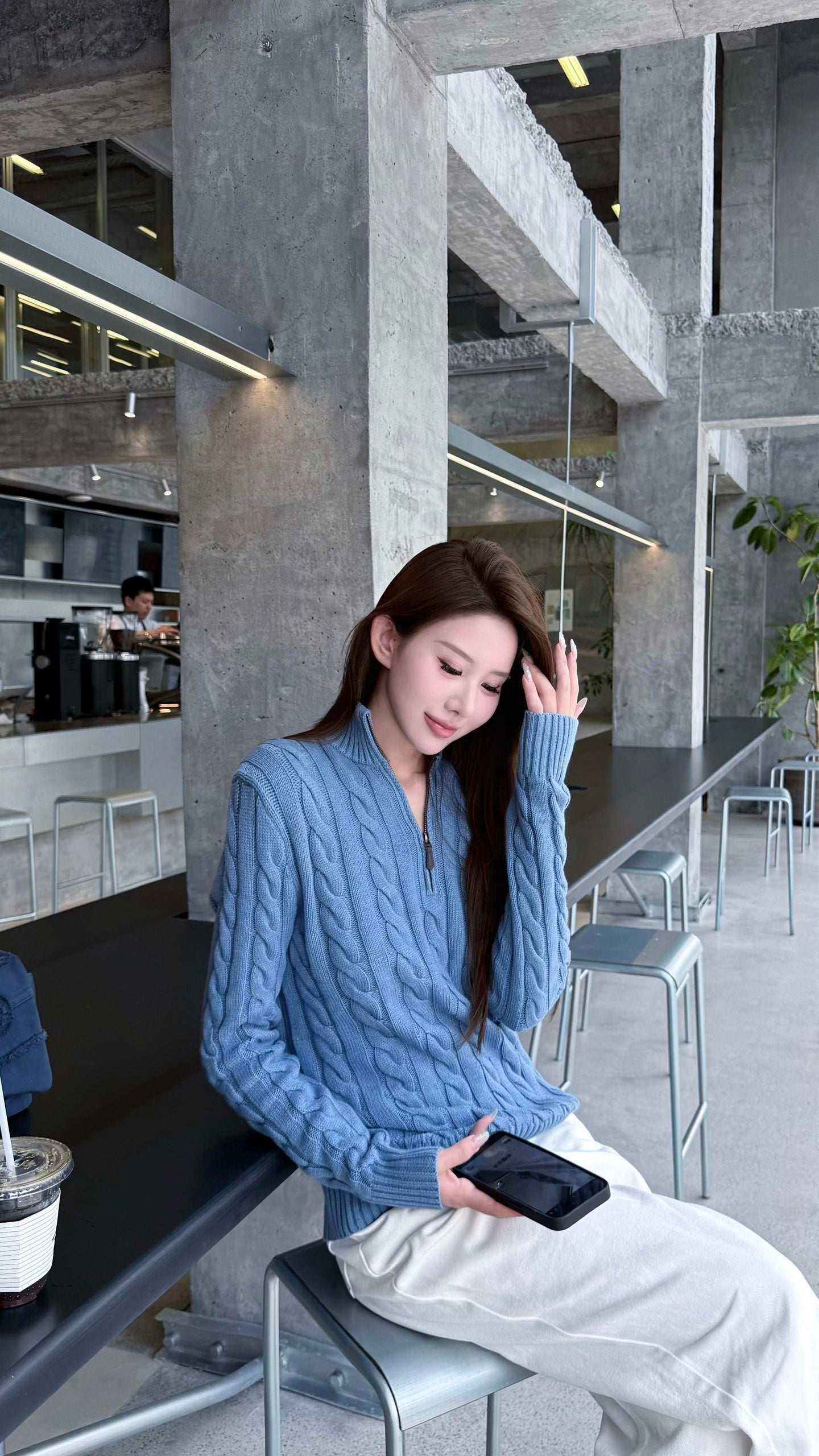 ZZLL / 폴로 집업 니트