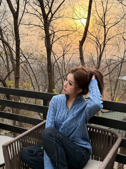 ZZLL / 폴로 집업 니트