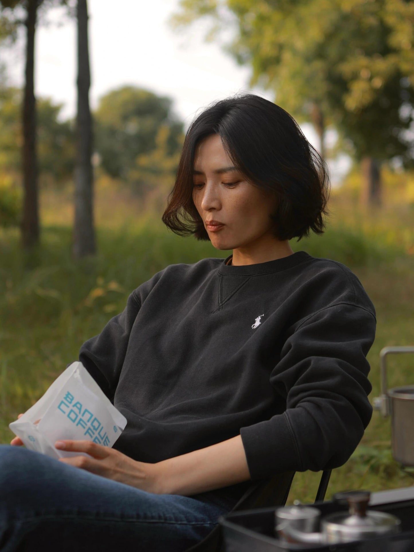 체인2호 / 폴로 로고 자수 단색 라운드 맨투맨